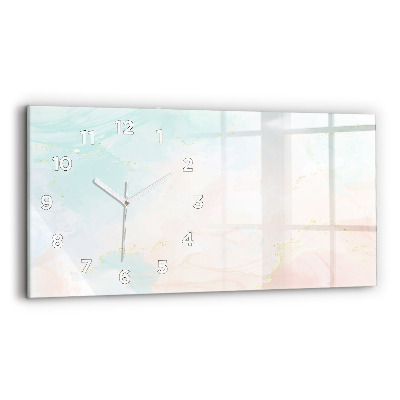 Horloge horizontale en verre Aquarelle marbre