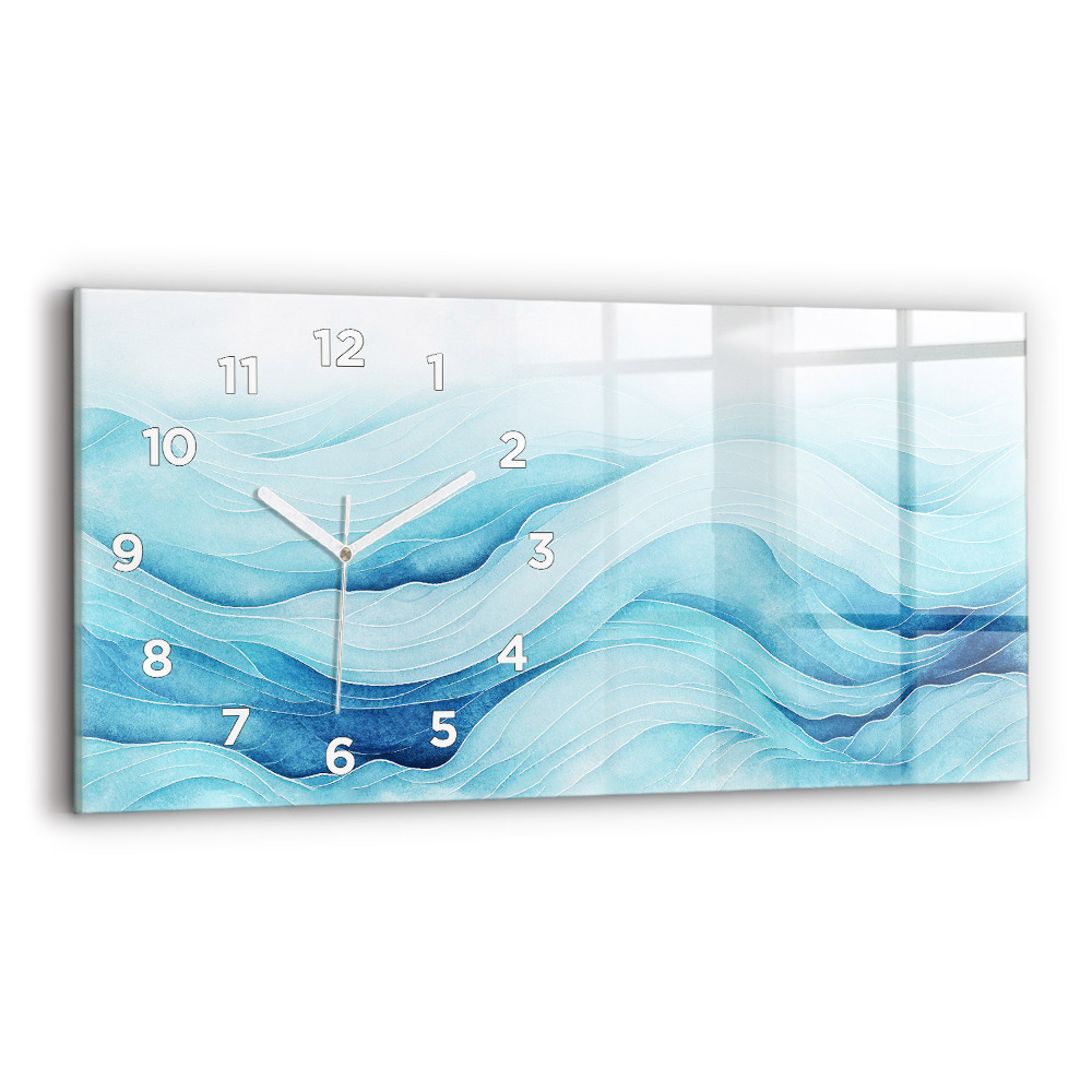 Horloge horizontale en verre Nuages bleus