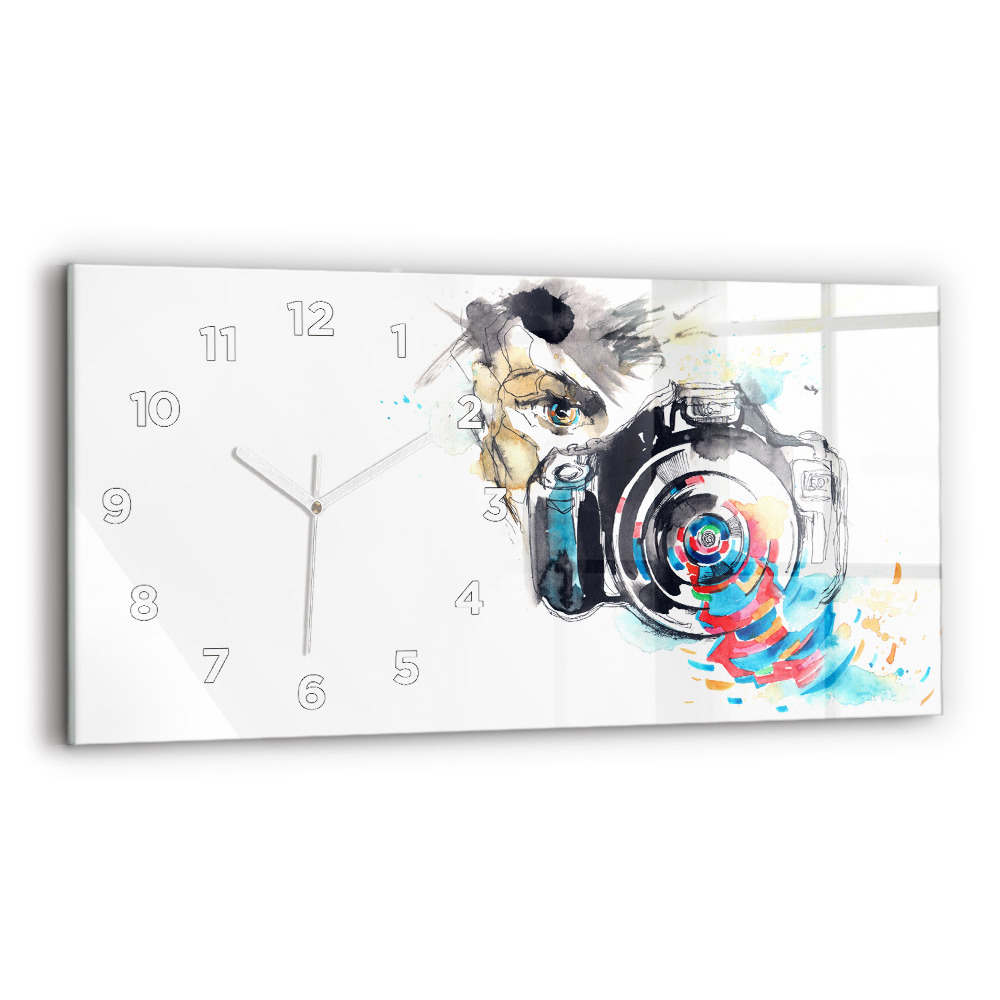 Horloge horizontale en verre Appareil photo de femme photographe