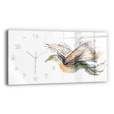 Horloge murale horizontale Livre d'oiseaux