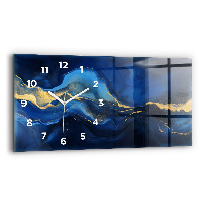 Horloge horizontale en verre Marbre bleu