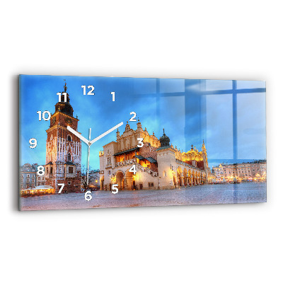 Horloge rectangulaire horizontale Place du marché principal à Cracovie