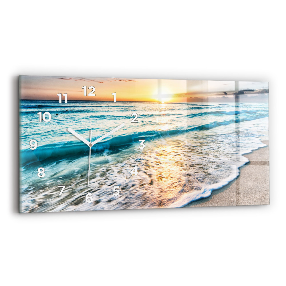 Horloge horizontale en verre Plage, mer et sable