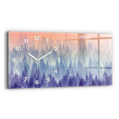 Horloge horizontale en verre Forêt dans la brume