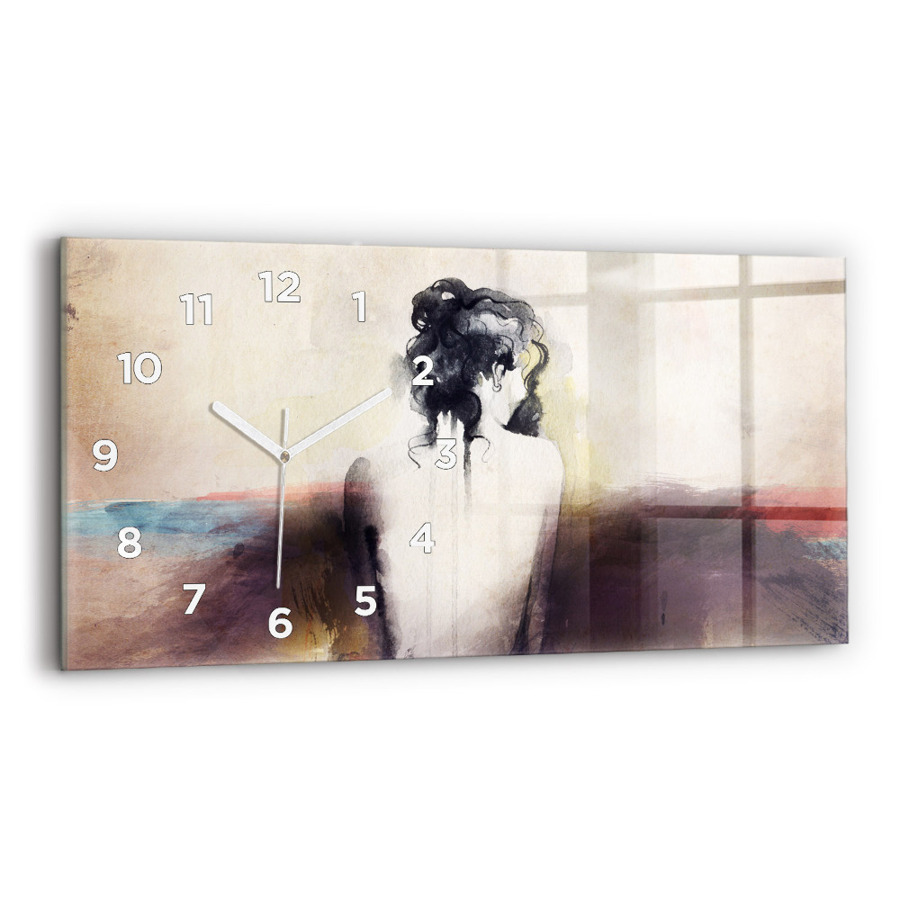Horloge rectangulaire horizontale Portrait abstrait d'une femme