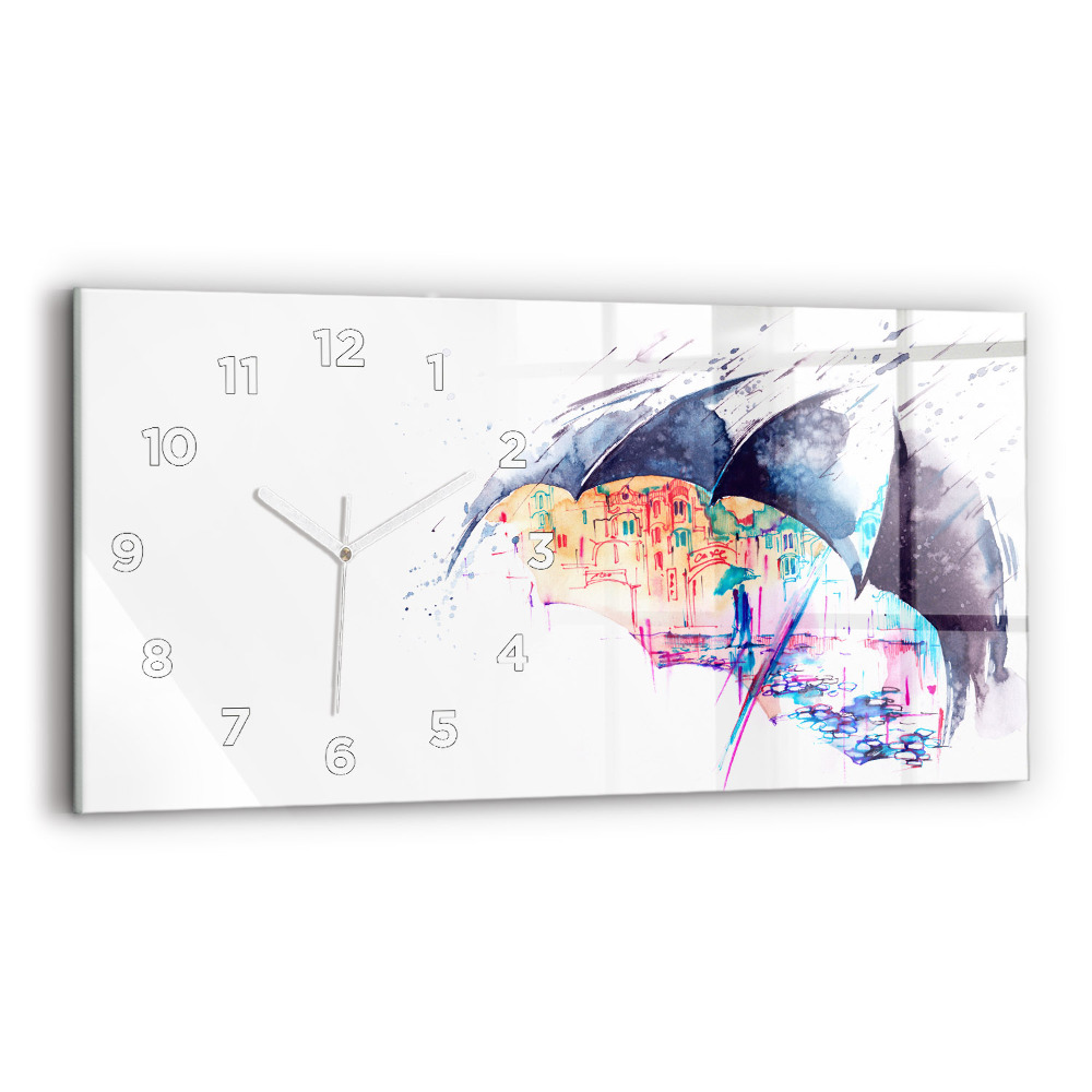 Horloge horizontale en verre Parapluie et ville