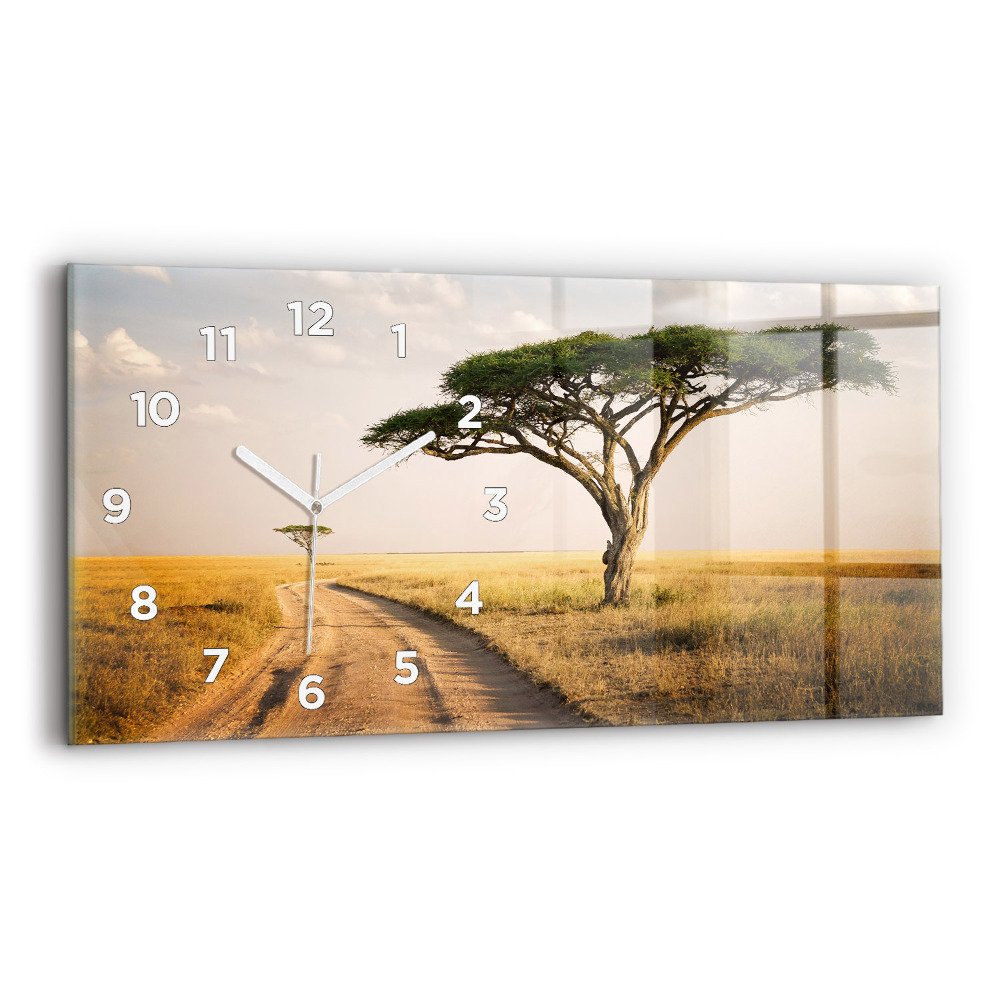 Horloge horizontale en verre Paysage africain