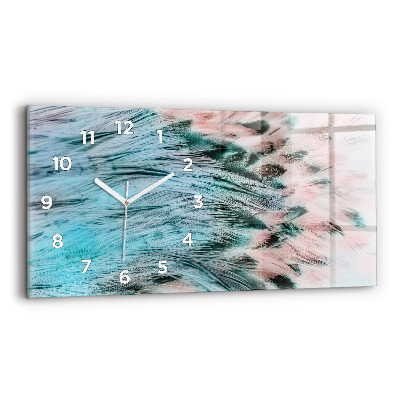 Horloge horizontale en verre Plumes colorées