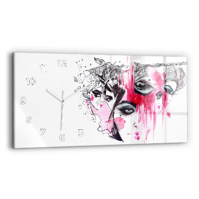 Horloge murale horizontale Plusieurs visages abstraits