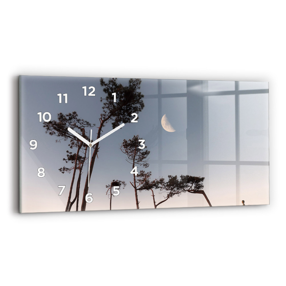Horloge murale horizontale Croissant et arbres
