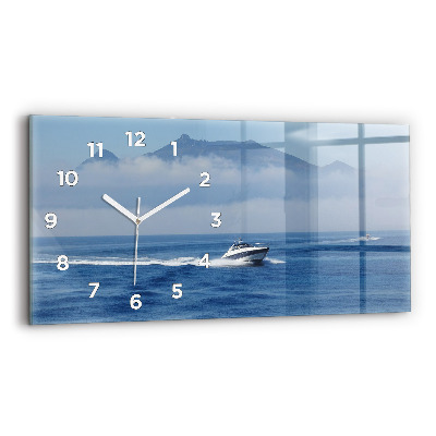 Horloge horizontale en verre Bateau flottant sur l'océan