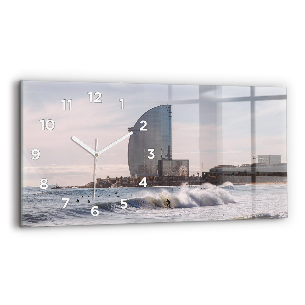 Horloge rectangulaire horizontale Surfeur de Barcelone