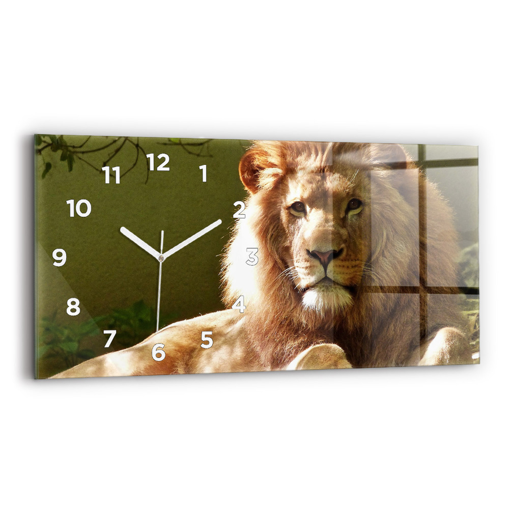Horloge horizontale en verre Portrait d'un lion