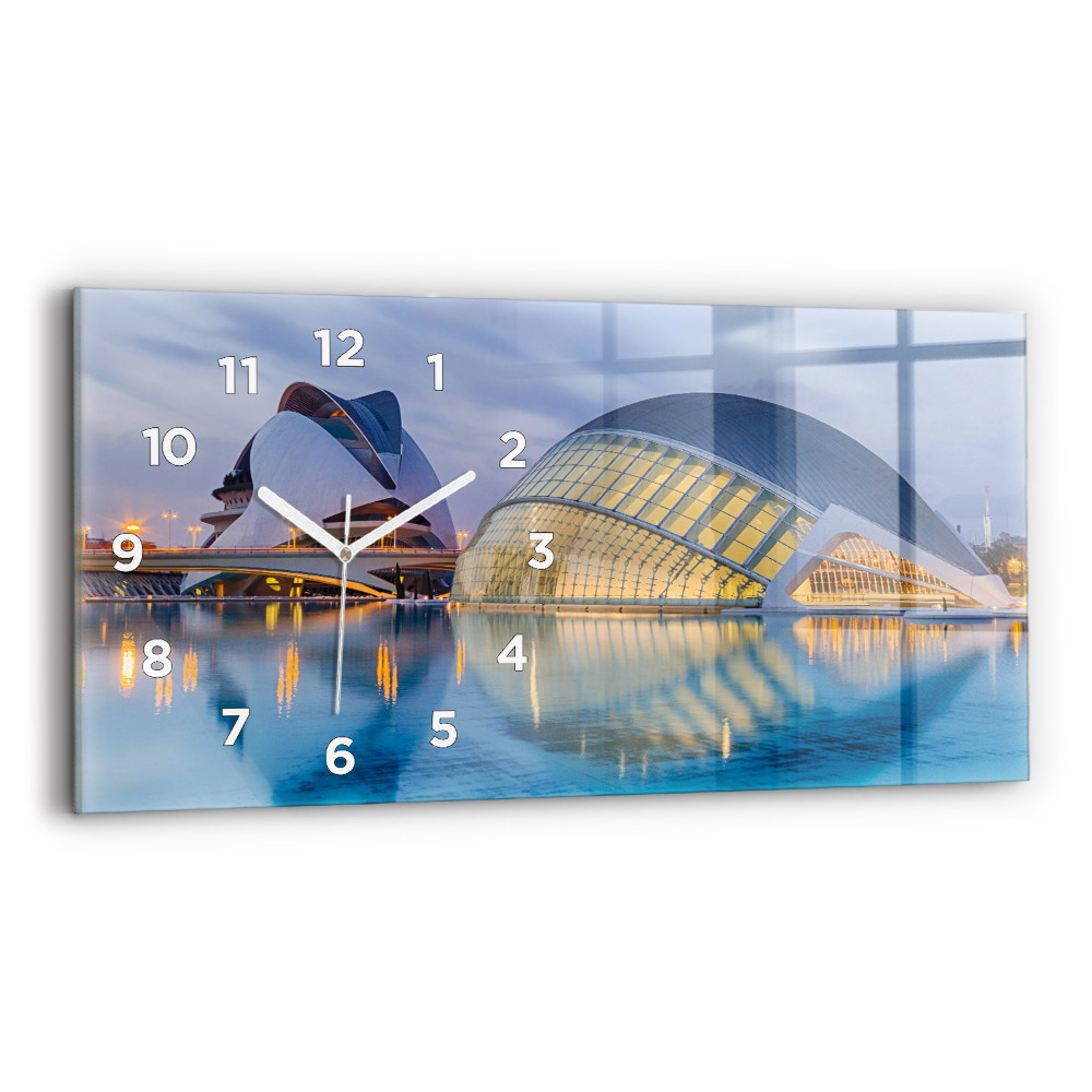 Horloge rectangulaire horizontale Coucher de soleil en ville