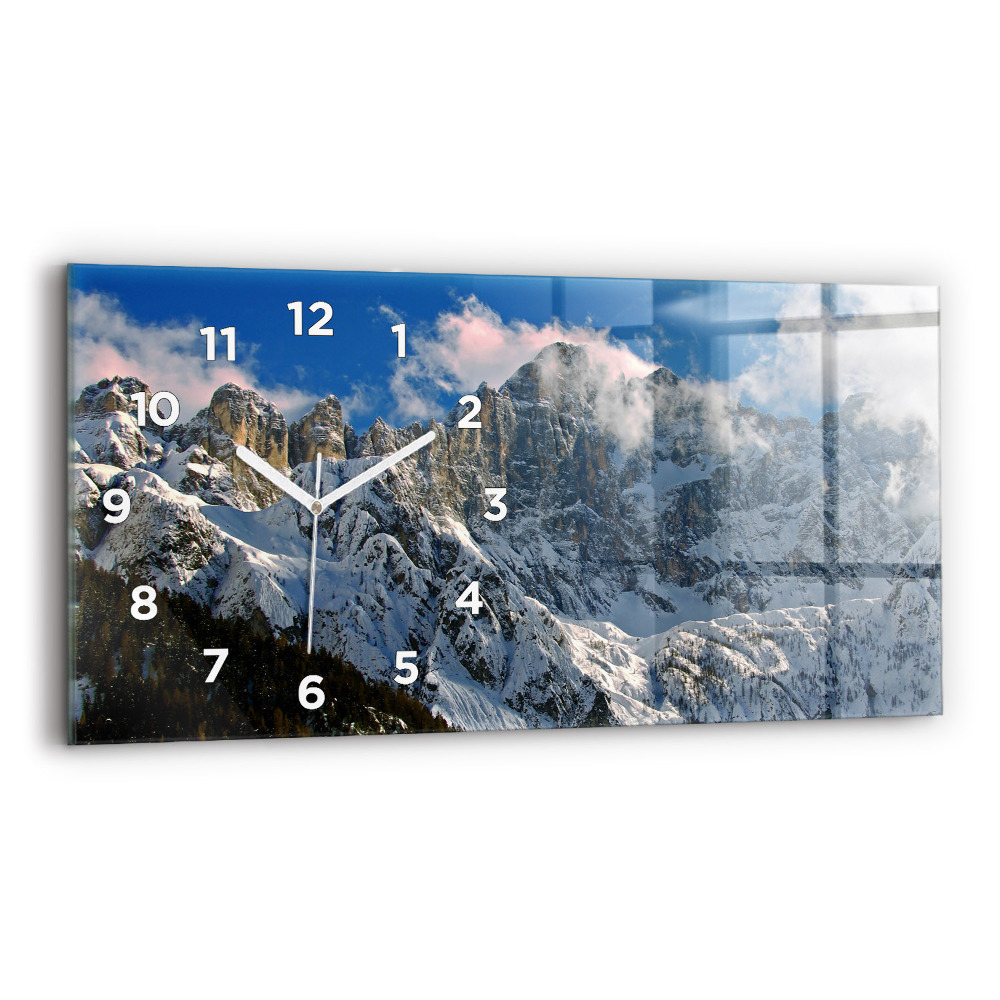 Horloge horizontale en verre Montagnes sous le ciel bleu