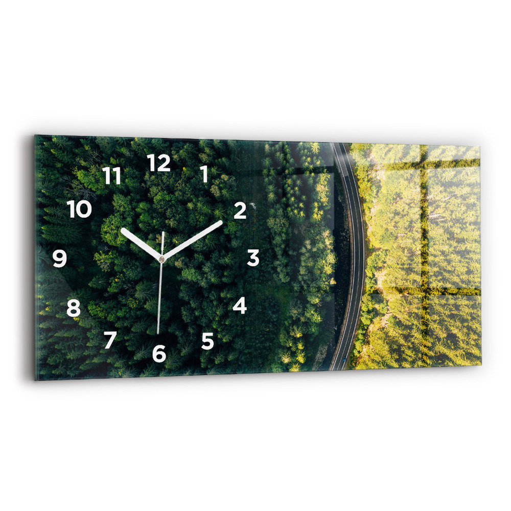 Horloge horizontale en verre Forêt vue d'un oiseau