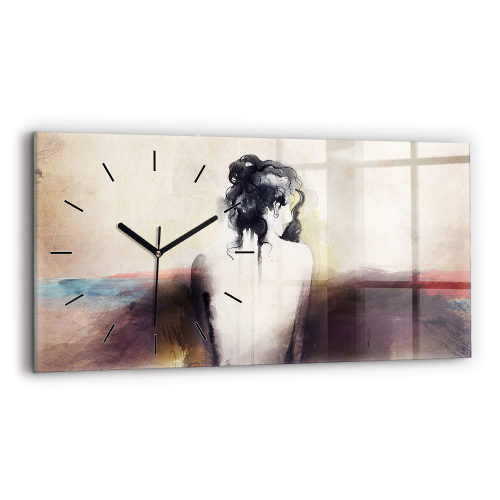 Horloge rectangulaire horizontale Portrait abstrait d'une femme