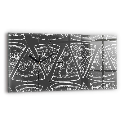 Horloge rectangulaire horizontale Pizza peinte