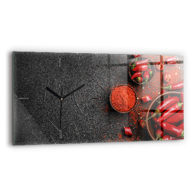Horloge horizontale en verre Poivrons rouges