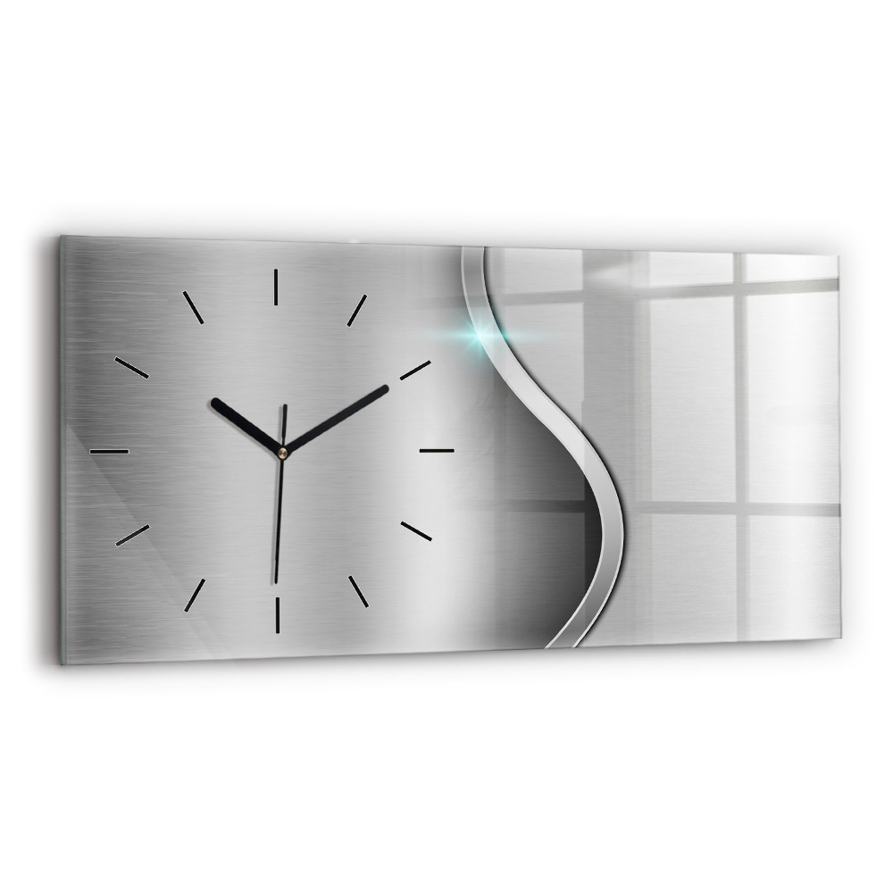 Horloge horizontale en verre Métal gris abstrait