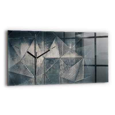 Horloge horizontale en verre Triangles abstraits en métal