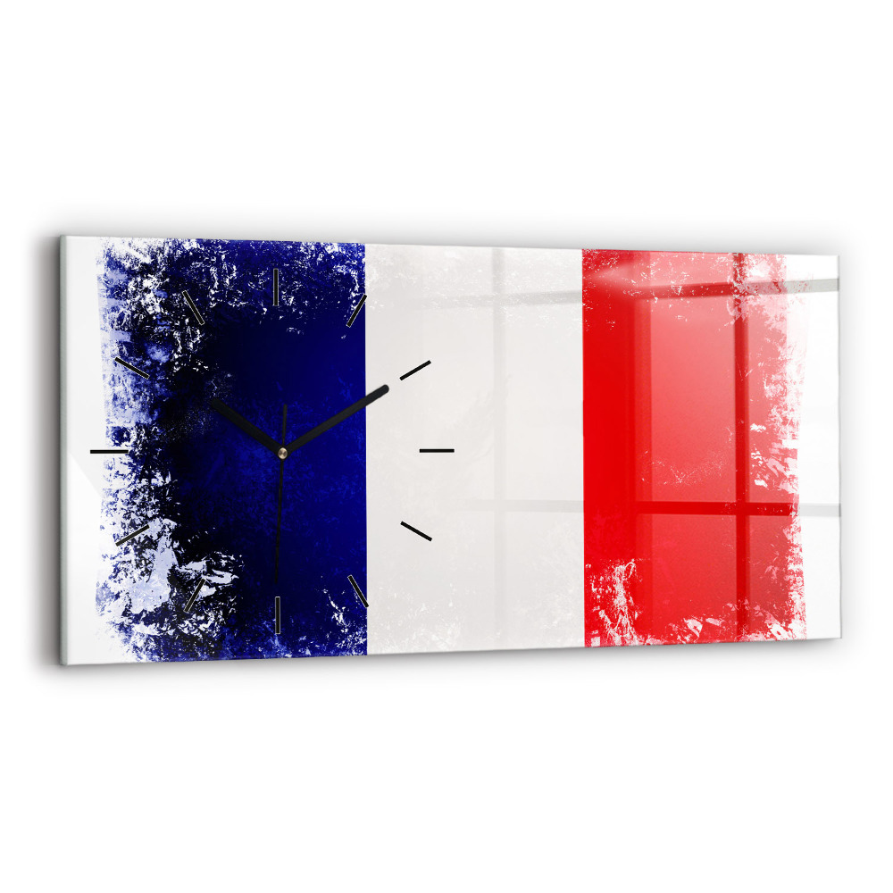 Horloge horizontale en verre Drapeau de la France