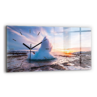 Horloge horizontale en verre Geyser sur l'île d'Islande