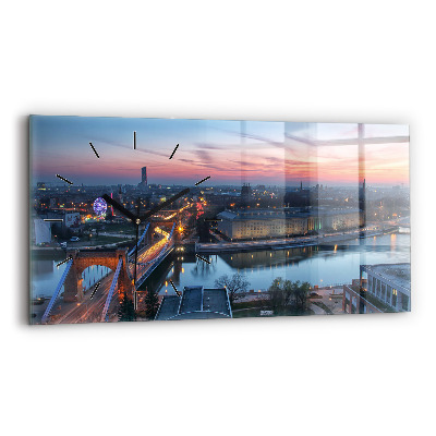 Horloge murale horizontale Wrocław vue d'un drone