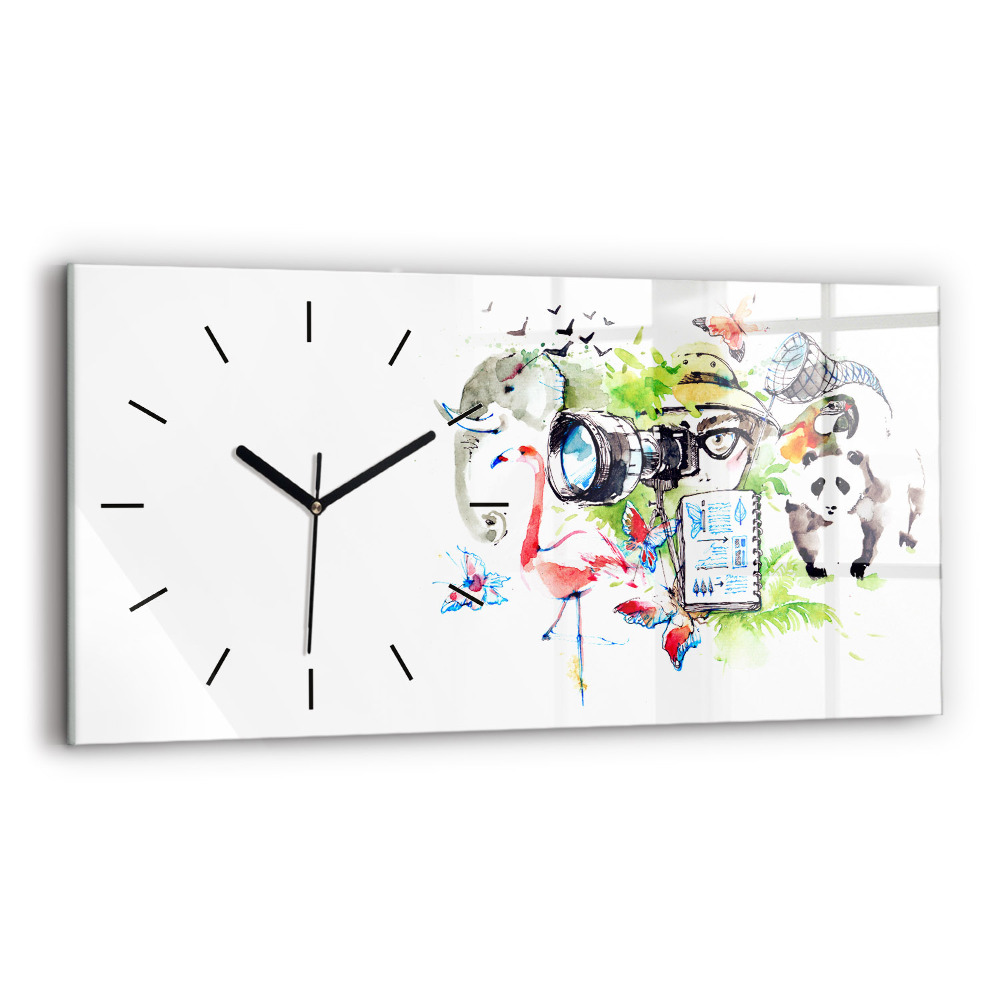 Horloge horizontale en verre Zoologiste