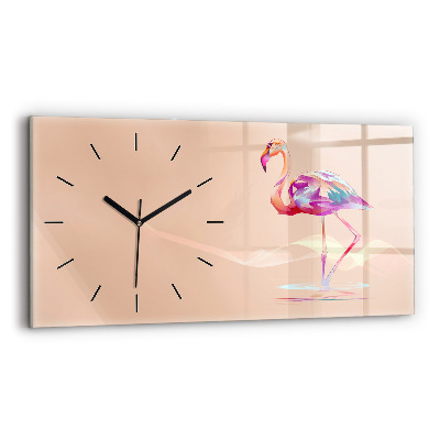 Horloge murale horizontale Illustration d'un flamant rose