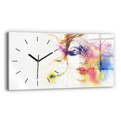 Horloge horizontale en verre Portrait d'une femme mystérieuse