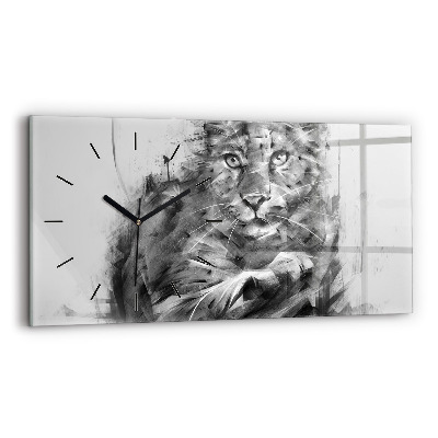 Horloge rectangulaire horizontale Lion peint