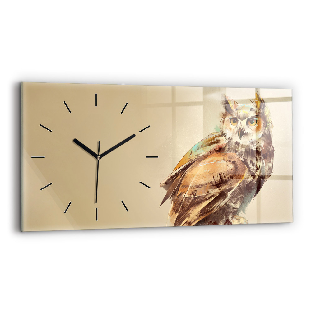 Horloge rectangulaire horizontale Hibou - un signe de sagesse