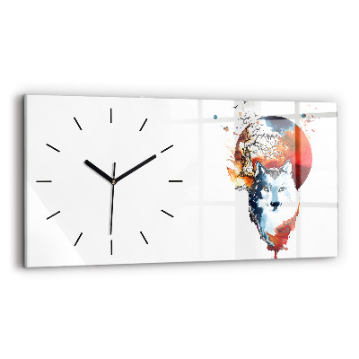 Horloge rectangulaire horizontale Loup-garou Pleine lune et Luna