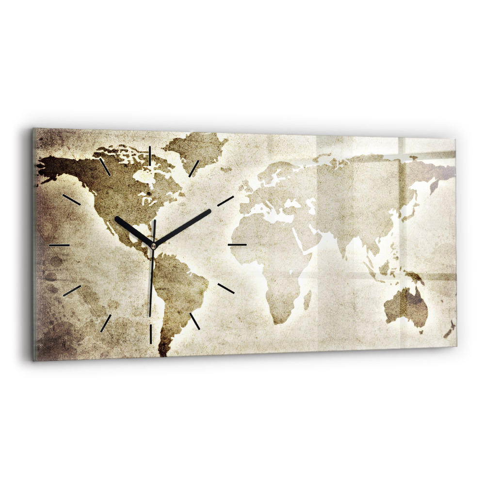 Horloge horizontale en verre Carte du monde