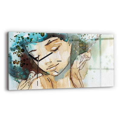 Horloge rectangulaire horizontale Femme abstraite