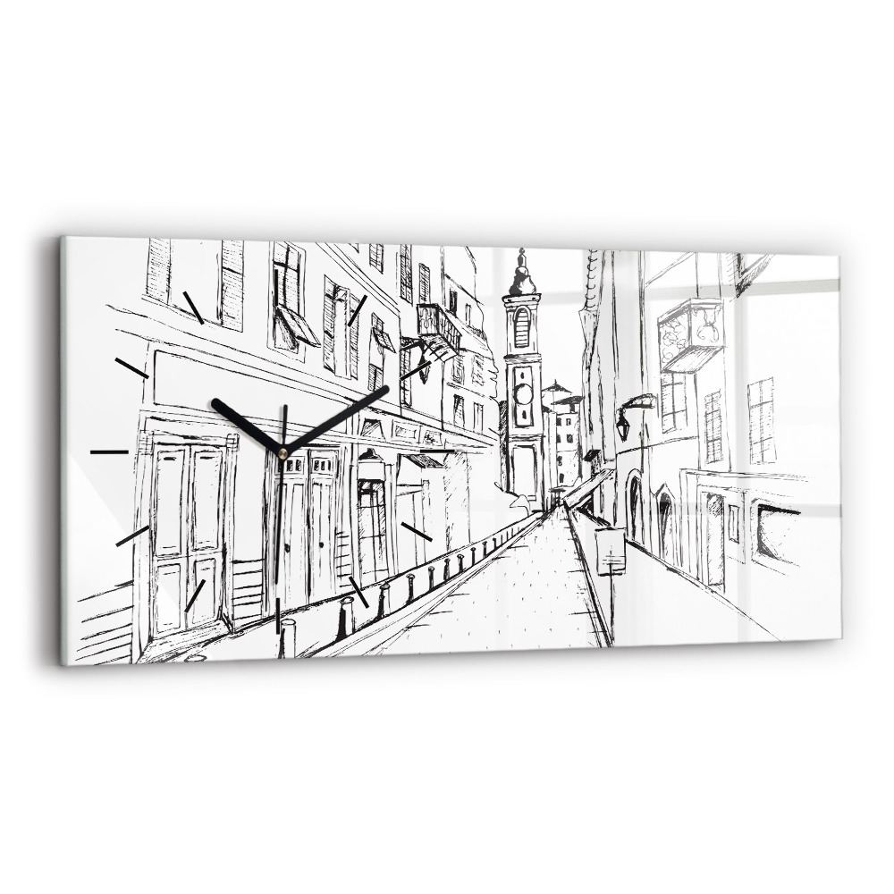 Horloge murale horizontale Dessin de ville Provence
