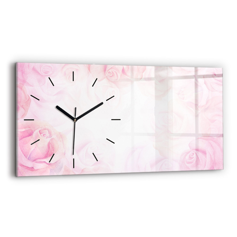 Horloge murale horizontale Roses abstraites