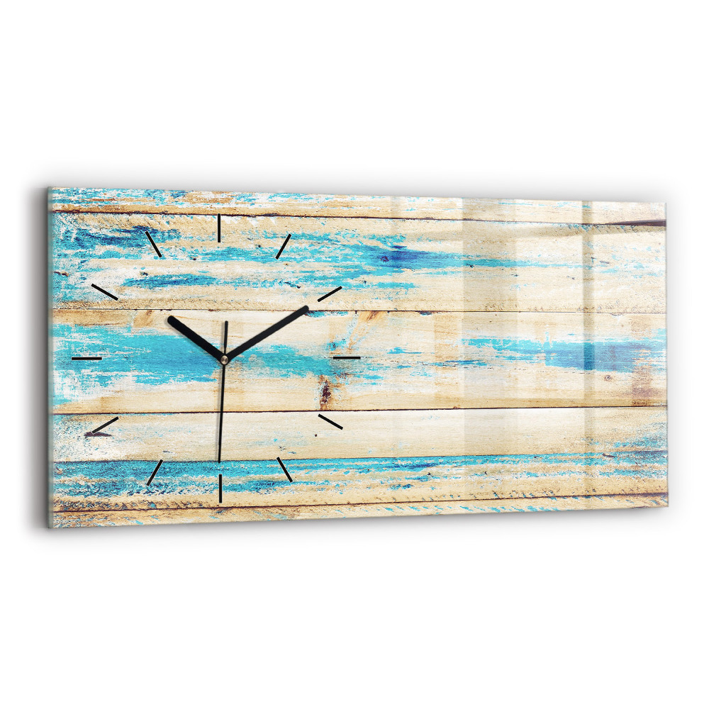 Horloge horizontale en verre Bois rayé