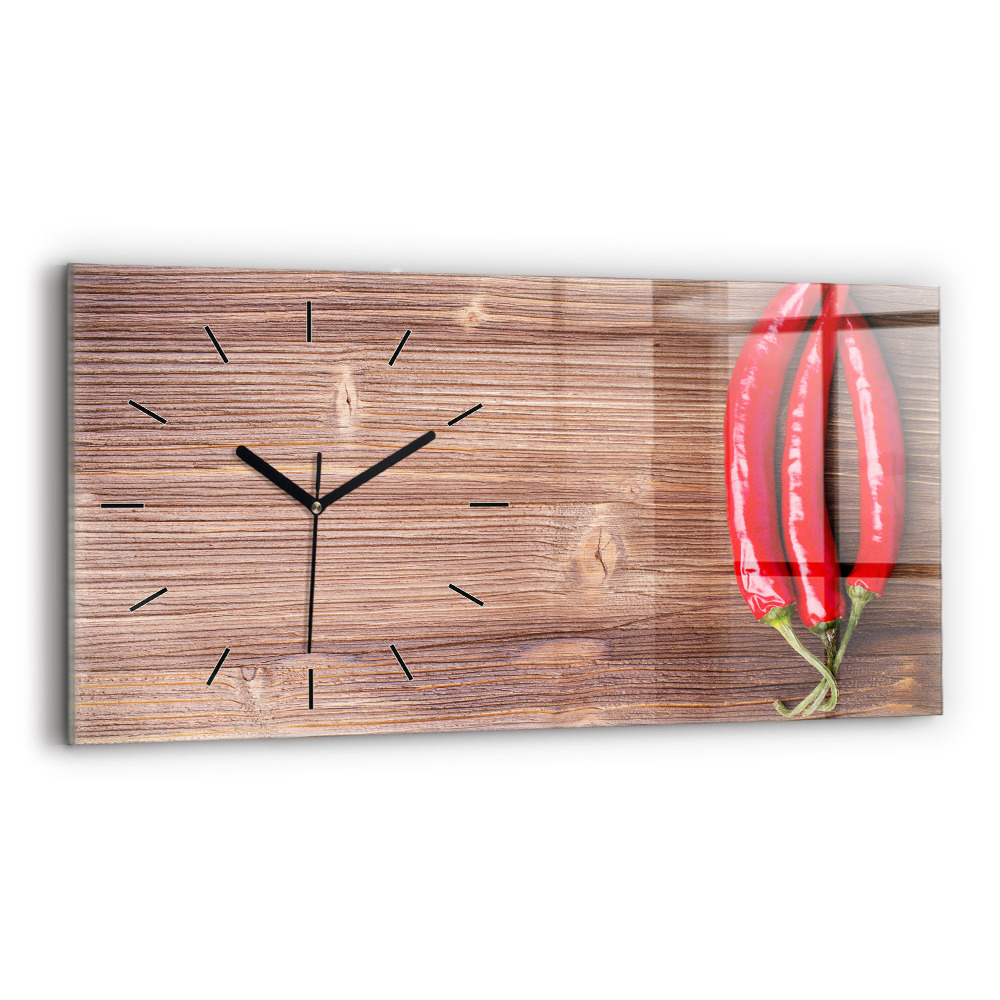Horloge horizontale en verre Paprika