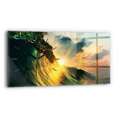 Horloge rectangulaire horizontale Perspective de vague Coucher de soleil