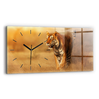 Horloge horizontale en verre Chasse au tigre