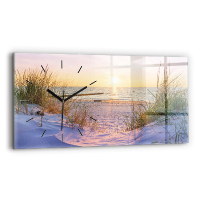 Horloge horizontale en verre Coucher de soleil sur la mer en Pologne