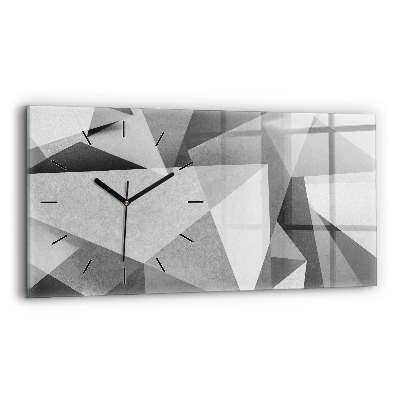 Horloge murale horizontale Abstraction géométrique grise
