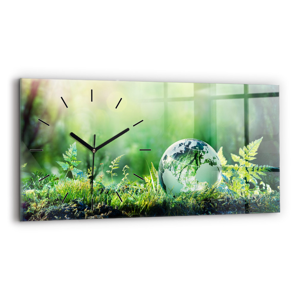 Horloge murale horizontale Globe terrestre