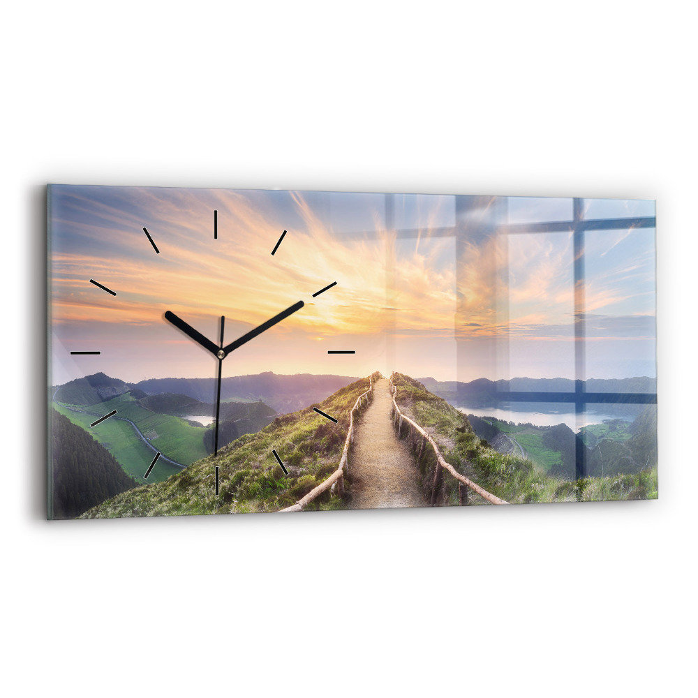 Horloge horizontale en verre Paysage de montagne