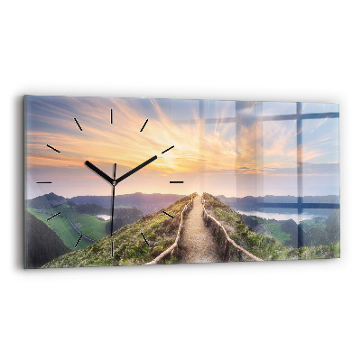 Horloge horizontale en verre Paysage de montagne