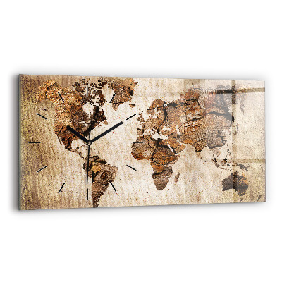 Horloge rectangulaire horizontale Carte du monde ancienne