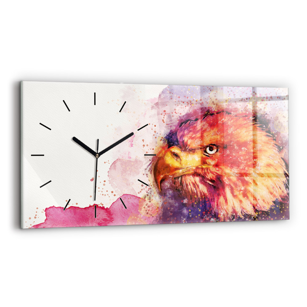 Horloge horizontale en verre Fond d'aquarelle d'un aigle