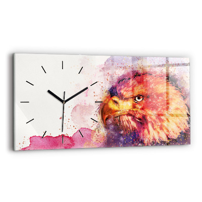 Horloge horizontale en verre Fond d'aquarelle d'un aigle